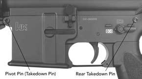 Push the disassembly tool from left to right until the takedown pin reaches its limit of lateral travel (Fig. 35, 36).