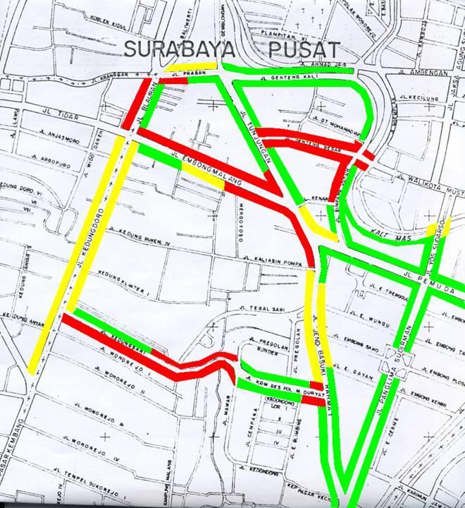 Map of usable sidewalks, City Center, Surabaya, Indonesia USABLE SIDEWALK PARTIALLY USABLE SIDEWALK UNUSABLE