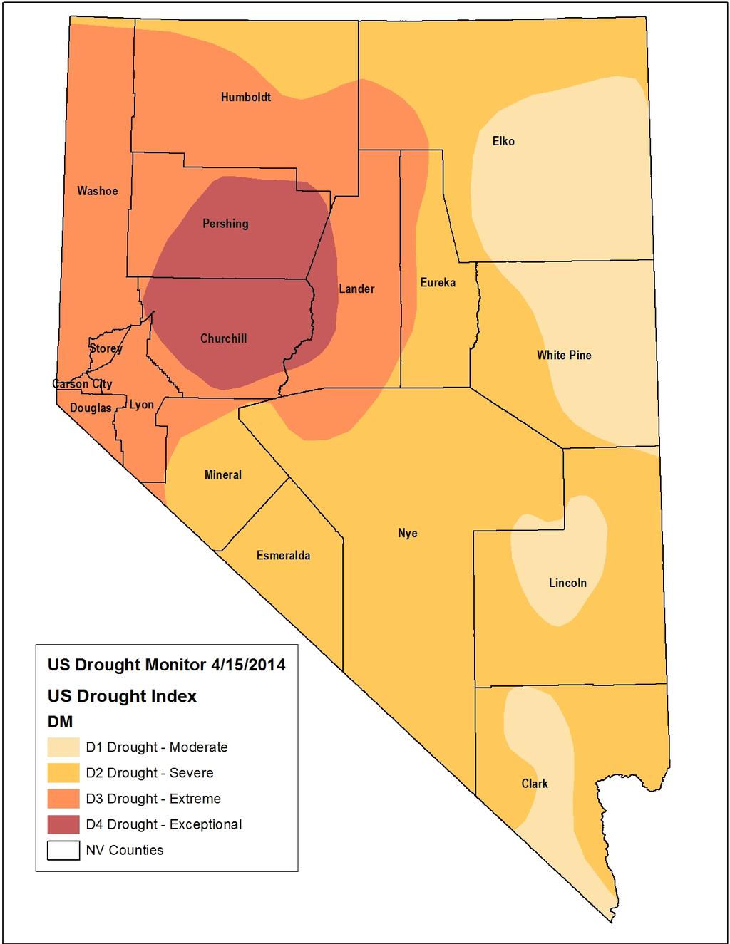 Figure 2. US drought monitor index for the state of Nevada.