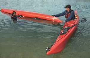 You then need to position your craft so that the two kayaks form a T shape with