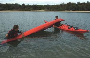 rescue Once you have the front of the kayak on your spray deck, you then need to slide it across a
