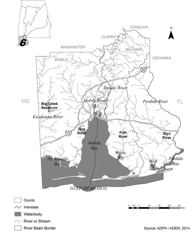 Area 6: Alabama Gulf Coast Waterbody Location Species of Fish Advisory Gulf Coast Entire Coast.