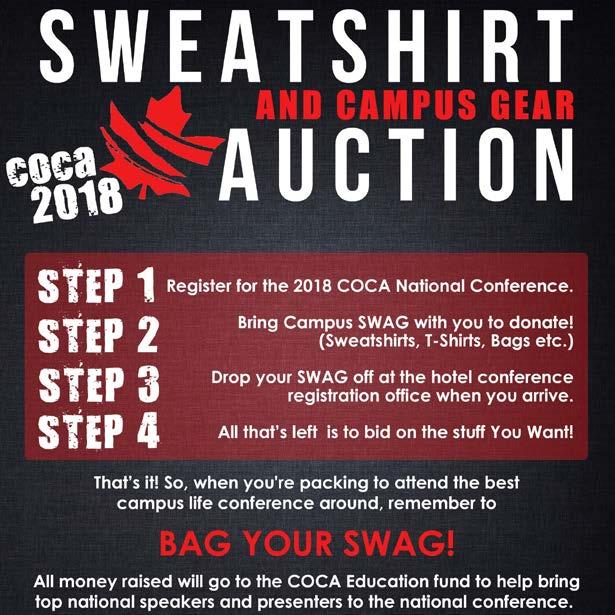 THE COCA SWEATSHIRT & SWAG AUCTION Making its triumphant and re-invented return to the