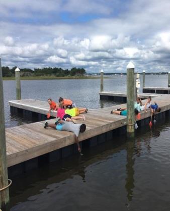 Dock Discoveries Field Students use nets and buckets to investigate fouling communities