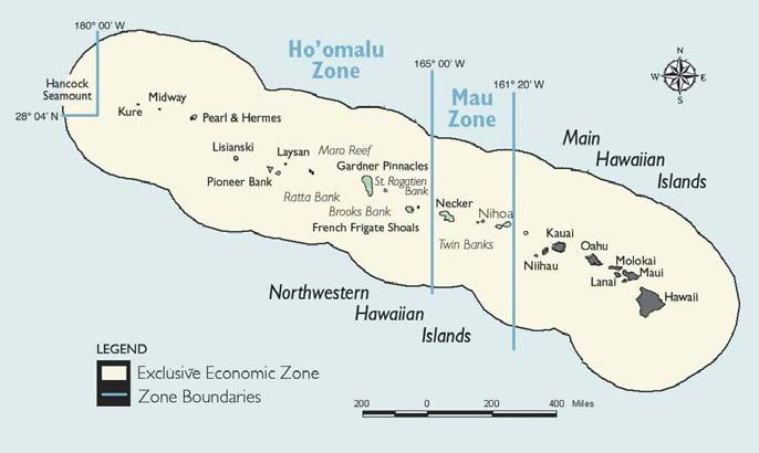 Figure 3 The Mau, Ho omalu, and Main Hawaiian Islands management zones for Hawaii bottomfish fishing. bottomfish around the NWHI.
