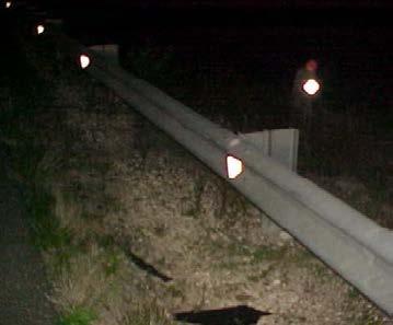 Individual reflectors should be spaced similar to post delineators. For curved guardrail, it is important to ensure the individual reflectors are perpendicular to the angle of oncoming headlights.