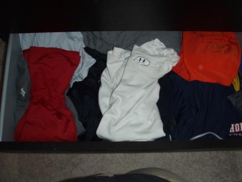drawer Middle drawer now contains gear for cold weather and elements (jackets & vests) Bottom drawer holds shorts and running shirts Shine Ordering and Sorting