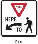 In-Street signs Install State Law Yield to Pedestrian within Crosswalk (R1-6) at the marked crosswalk in the center median island or center of the roadway.