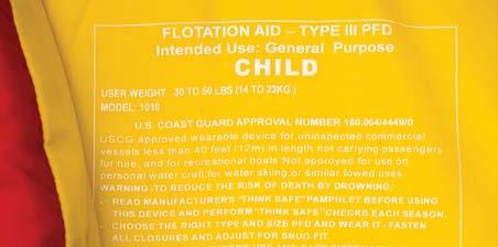 LIFE JACKETS The U.S. Coast Guard has categorized personal flotation devices (PFDs) into five categories. They are rated for their buoyancy and purpose.