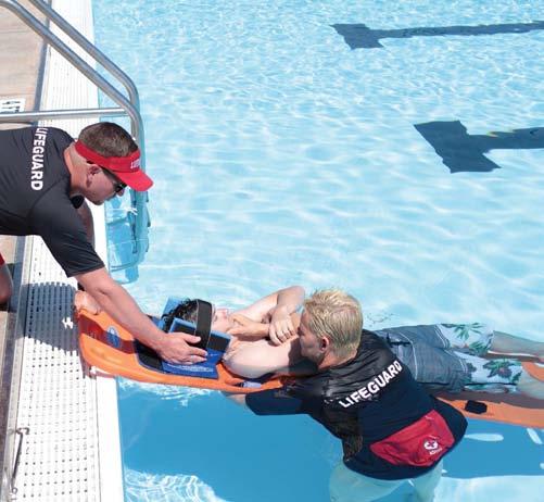 Spinal Backboarding Procedure After stabilizing the victim s head, neck and spine, you and at least one other lifeguard should place and secure the victim on a backboard.