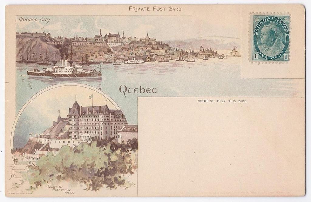 Item 249-34 Toronto Litho (QUEBEC) c1899-1900, Toronto Lithographing Co private postcard showing Quebec and the
