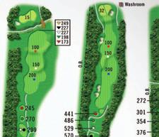 13 Risk-Reward! Lay up target is cartpath. Rolling fairway slopes right to left.narrow green. 14 par 5 Tight tee shot.