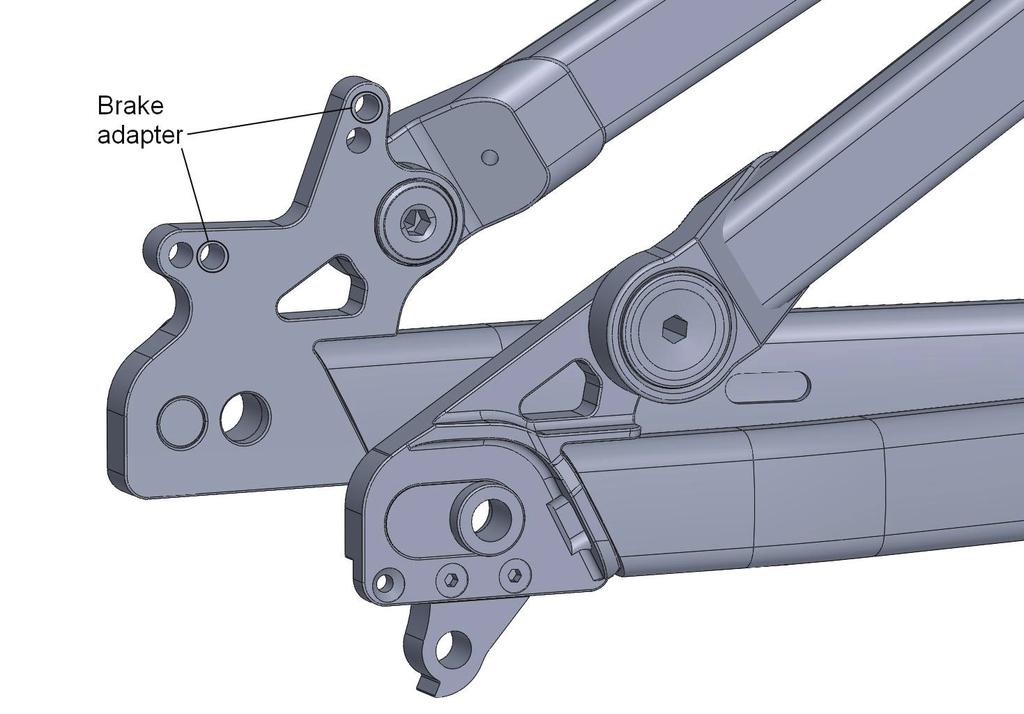 Adjusting derailleur hanger and disk brakes: Note that short and long chainstay positions have coresponding positions for derailleur hanger and disc brake.