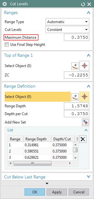 "Common Depth per Cut" changed to "Maximum Distance" "Common Depth per Cut" in NX refers