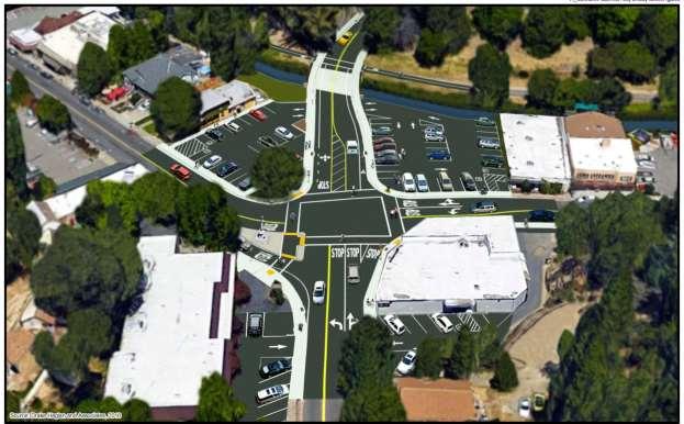 INTERSECTION CONNECTED ACCESS TO THE EL DORADO TRAIL CORK OAK TREE TO REMAIN DEDICATED SIDEWALK AND BIKE LANES ON