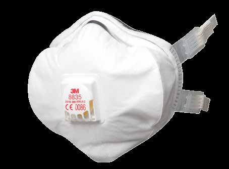 The 3M Respirator 8835 has exceptional comfort because of its lightweight, off-the-face design; a soft inner face-seal ring; a large surface area providing maximum filtration and ease of breathing;