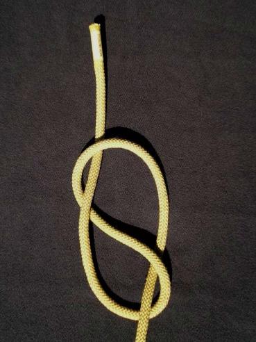 As part of the course, given 8 of rope of minimum ½ diameter you shall properly tie each