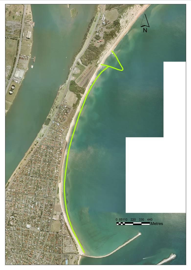 Artificial Headland with Artificial Beach Nourishment It was proposed to reduce the sand losses occurring on Stockton Beach by constructing a coastal headland north of the sewage ponds area (see