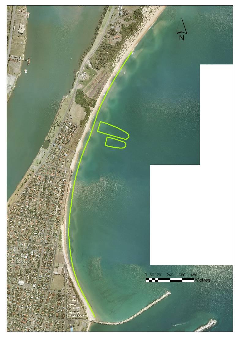 The design parameters of the MFAR being modelled for Stockton Beach were based on the Narrowneck artificial reef on the Gold Coast, the key features of which are: Crest level = -0.