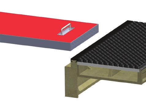 ACO SPORT Non-slip rubber mat - fixed to metal grate to cover sand trap. Safe for athletes and large openings allow sand to fall into trap. 2 l - supports aluminum covers.
