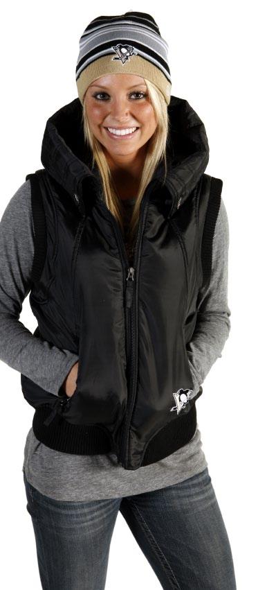 10 1: GIII Ladies Hooded Satin Vest 100% Polyester Shell, Lining and Filling Sizes S-XL.
