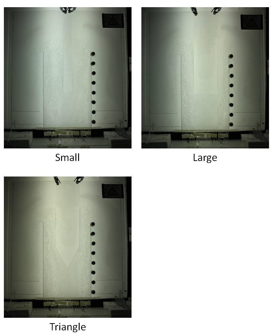 Chapter 3: Experimental Method with Foam Columns Figure 3-24: Photographs of the large overflowing column with different inserts at a superficial gas velocity of 5.7 cm/s. 3.8 THE EFFECT OF AMBIENT HUMIDITY The ambient humidity of the laboratory was measured with a room sensor at the beginning of each experiment.