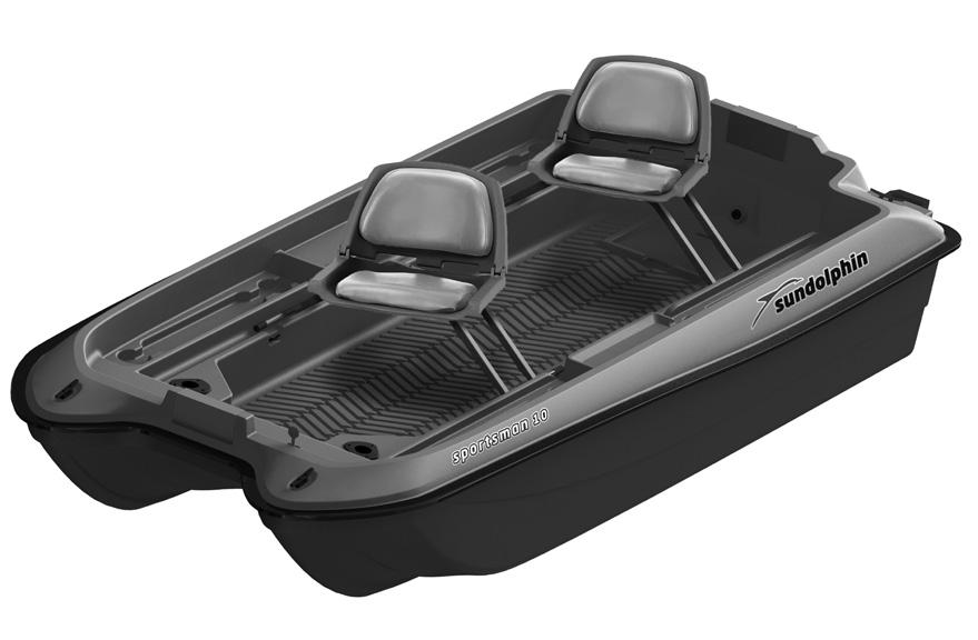 Sportsman 8 Built-in front motor mount Adjustable and removable swivel seats Recessed drink and tackle holders Please Choose Your Model Sportsman 10 Built-in rear motor mount Protective vinyl rubrail