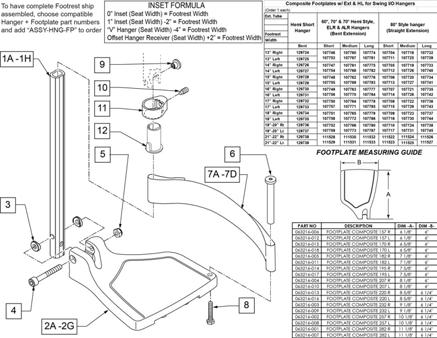 [09/2011] COMPOSITE FOOTPLATE NOTE: FOOTPLATE ASSEMBLIES ARE SET TO FOOTREST WIDTH. PLEASE SEE "FOOTPLATE FORMULA" TABLE FOR SEAT WIDTH CONVERSION.