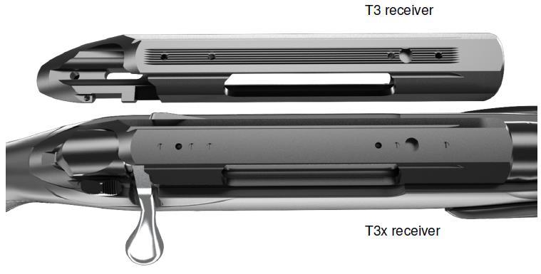 RECEIVER RAIL T3x receiver will introduce a new, simplified, clean look Receiver rail area comes with drilled tappings to allow a solid