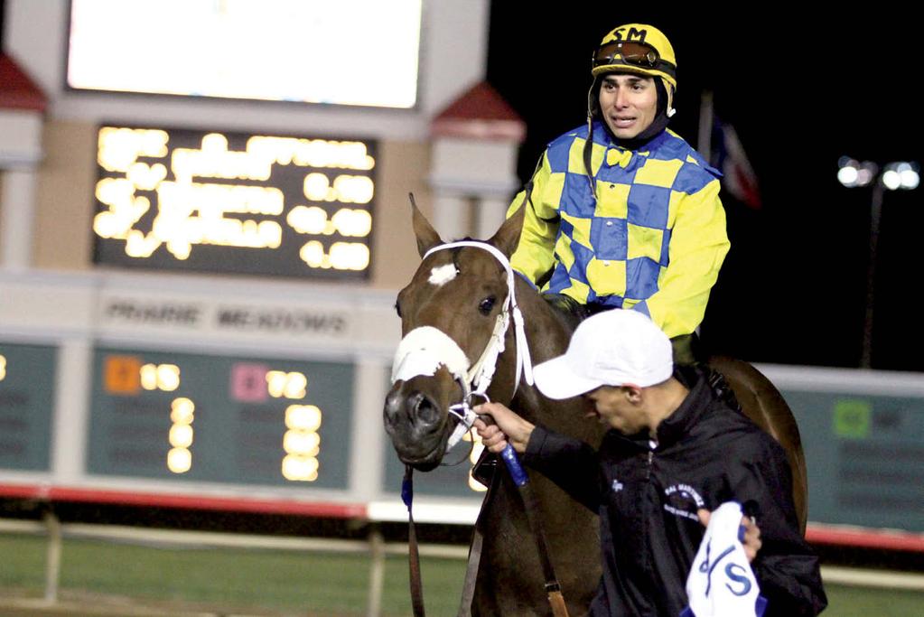 The 5-year-old gelding went 870 yards in :44.581 and won by 5 1/4 lengths with a 109 speed index. L. Salvador Martinez rode the Arizona-bred for trainer John Stinebaugh.