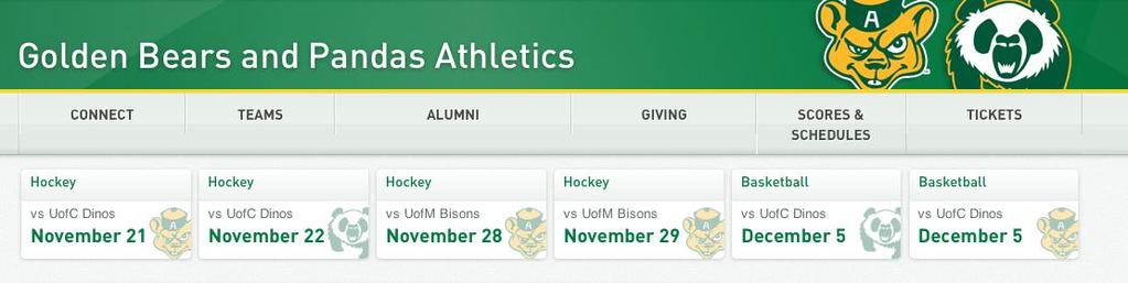 Connect Social Media /bearsandpandas @bearsandpandas #UABears #UAPandas /BearsandPandas Website Visit the Golden Bears and Pandas website for information about Rosters, Schedules, Teams, Alumni and a