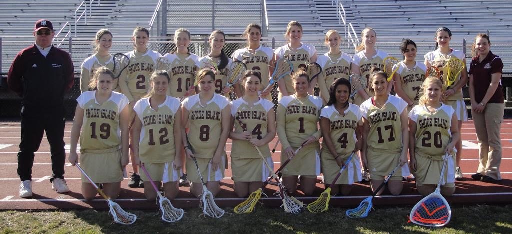 The 2010 Rhode Island College Women's Lacrosse Team Front Row (left to right): Bryana Tirrell, Alison Massed, Nicky Drolet, Jenna Childs, Katelyn Chouinard, Suany Almonte, Ashley Appel, Kerri