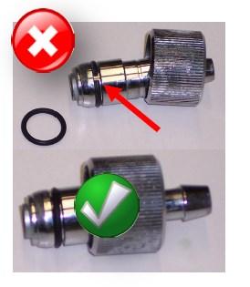 In addition: Check The O-ring seals on the metal or plastic