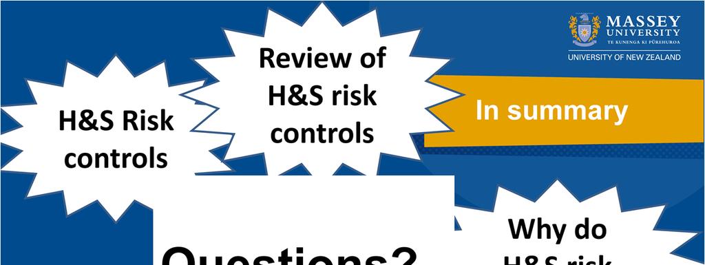 In summary our journey has canvased 1. Why do H&S risk assessment legal, moral, and Council need it 2.