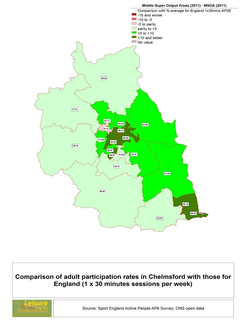 Chelmsford Playing Pitch and Outdoor Sports Needs Assessment 20 Figure 3: Participation in sport and active recreation by the adult population (at least 1 x 30 minutes/week) 3.4.