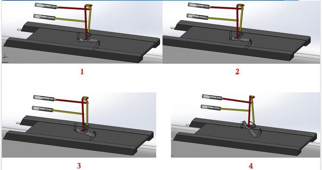 The Downtown Review, Vol. 2 [2015], Iss. 2, Art. 4 Figure 16: Motion of the walking simulator depicted in four phases, comprising one cycle (one full step of the foot).