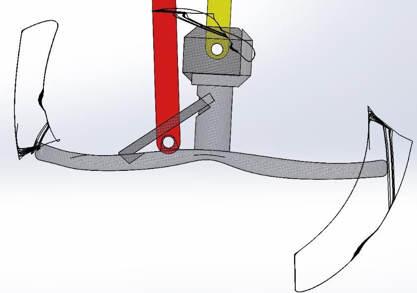 Lungu et al.: Walking Simulator Mechanism Figure 5: Side view of the foot link with the two binary leg links attached.