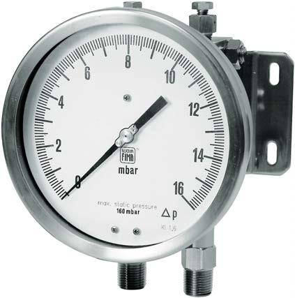 MD1 bourdon tube pressure gauges anti-vibration heavy duty version DS (100mm) PED 201/68/EU Designed to indicate differential pressure of gas or not cristalising fluid within the range 0...10 mbar to 0.