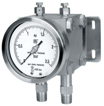 MD17 differential pressure gauges PN 00 with double diaphragm DS, 6 (100-150mm) PED 201/68/UE ATEX 201/3/UE These instruments are used to check filter obstructions, pressure drops, flow rate