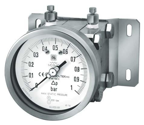 MD15-MD16-MD17 double diaphragm differential pressure gauges, ATEX version DS, 6 (100-150mm) These instruments are used to check differential pressures of gases, or liquids wich do not have high