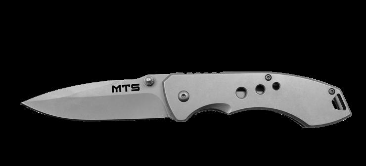 5 coated steel blade made from 440 stainless and feature spring assist for