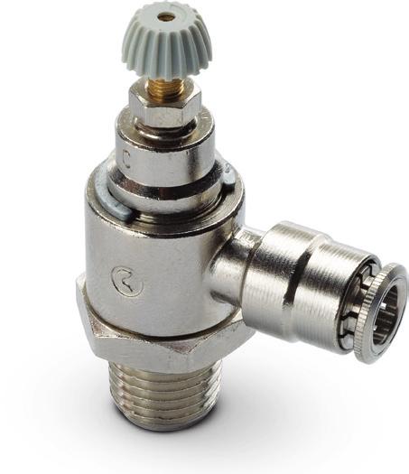It has a manual adjustment with a right-angle push to connect tube fitting. B O C S H L Z M F SW SW1 GMCU 5-2 10-2 5/2.07.4.177 1.448 1.614.709.46.15.