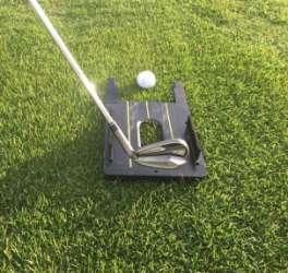 Practicing with irons Aiming: Align the middle line of the Swing Plate e to your target.