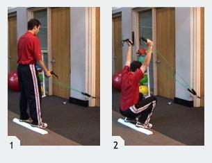 Deep Squat with Band Start by attaching your FMT to the bottom hinge of the door.