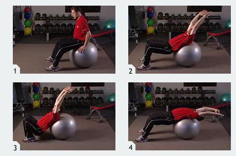 Thoracic Roll on Ball This stretch will help to correct a rounded or slouching back, creating