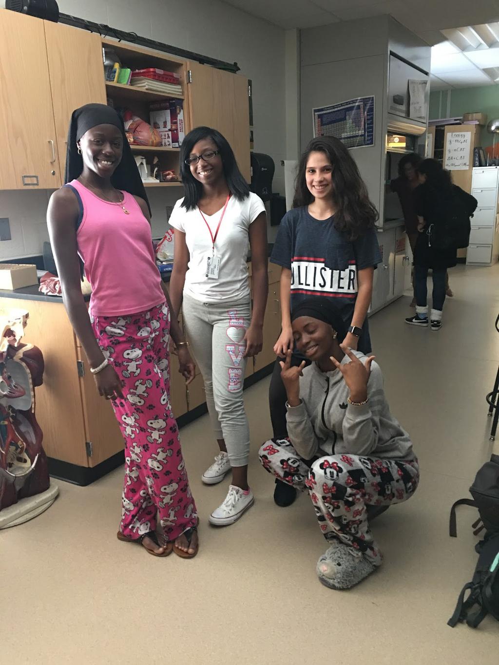 Kadidjatou, De'Shyra, Chastity, and Fatou (all 2019) On September 20, 2017, the class of 2018 had a paint war; it was organized