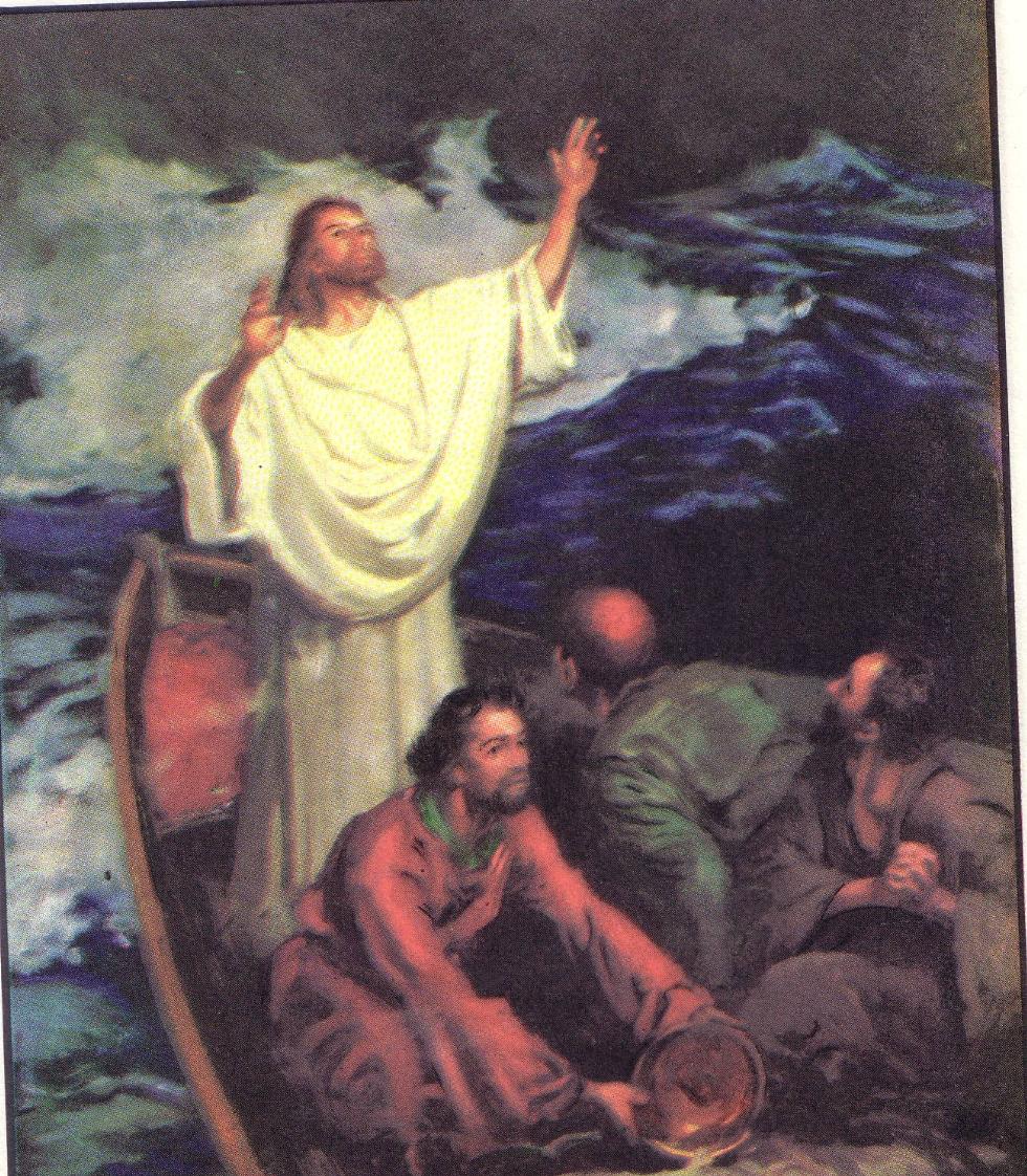 www.bibletoday4kids.com esus and His disciples were on the Sea of Galilee in a small fishing boat. It was evening and Jesus was tired from preaching all day.