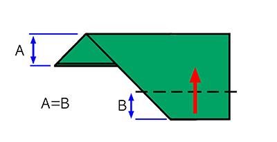 edge line. Folding line should meet the tip of the triangle lock. Fold up the wing tip.