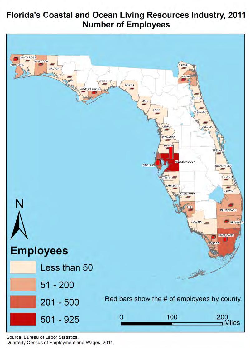 Map 6 It is logical to assume that since there is industry concentration in the populous areas of the state, there is room for growth for some industry sectors as Florida s population shifts into the