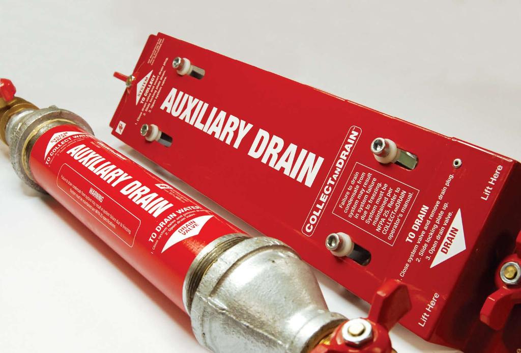 Auxiliary Drains Auxiliary drains (also called Low-Point Drains or Drum Drips) are required for each section of trapped pipe in Dry or Pre-Action Fire Protection Systems.